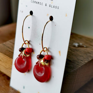 Boucles d'oreilles verre rouge