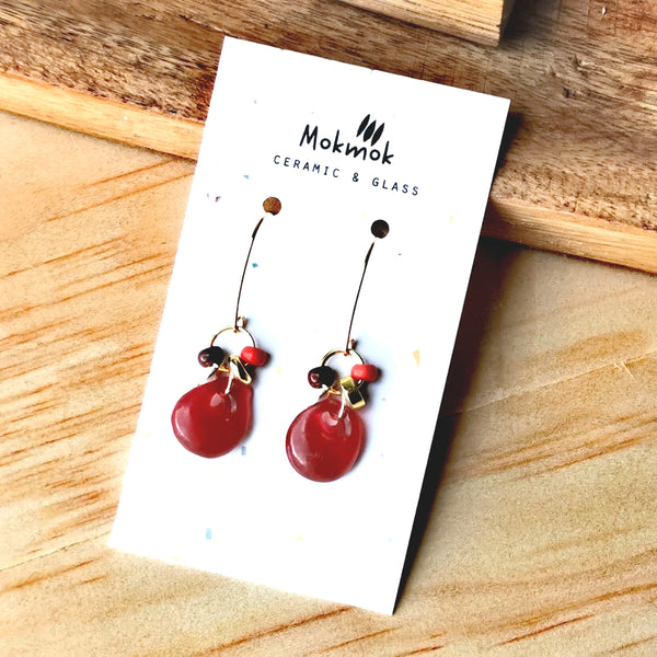 Boucles d'oreilles verre rouge