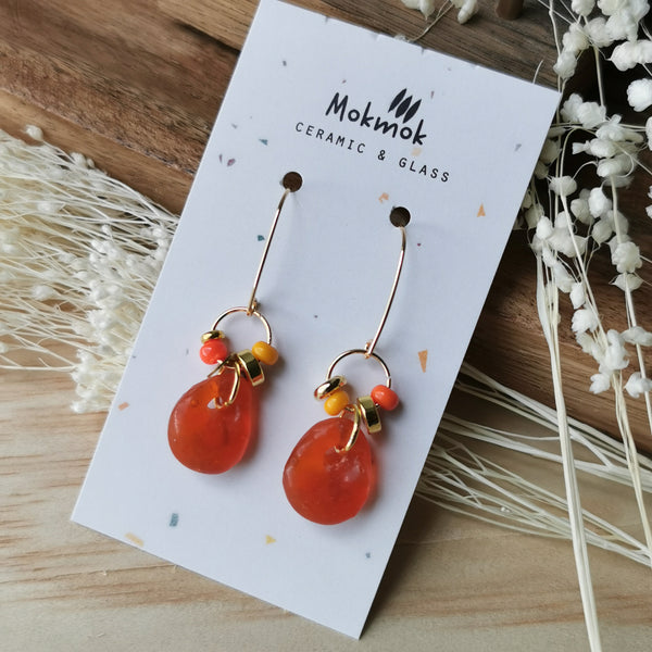 Boucles d'oreilles verre orange