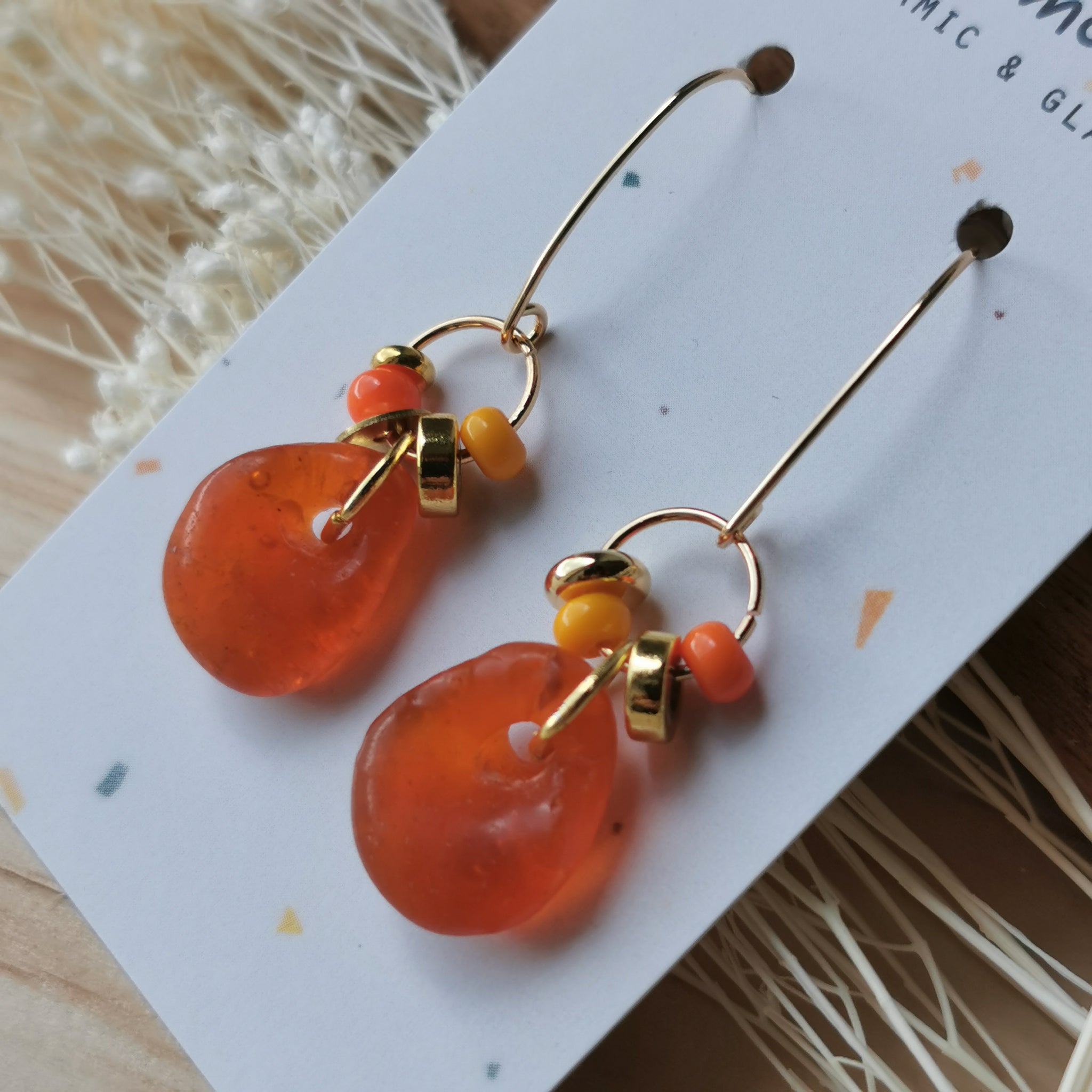Boucles d'oreilles verre orange