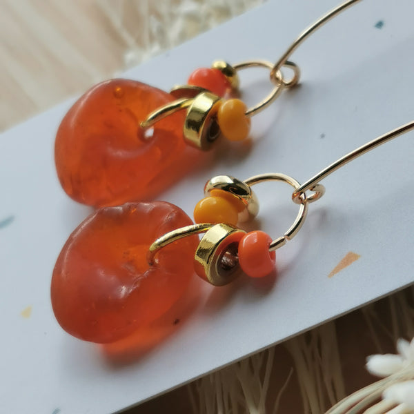 Boucles d'oreilles verre orange