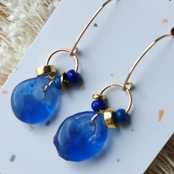 Boucles d'oreilles verre bleu