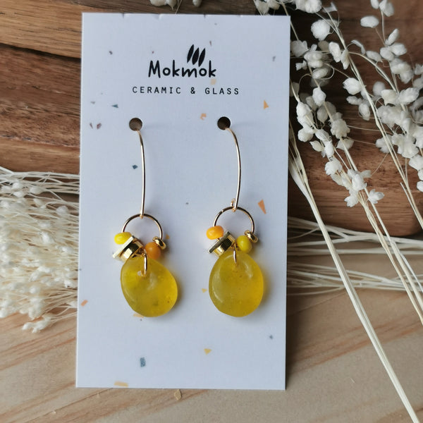 Boucles d'oreilles verre jaune