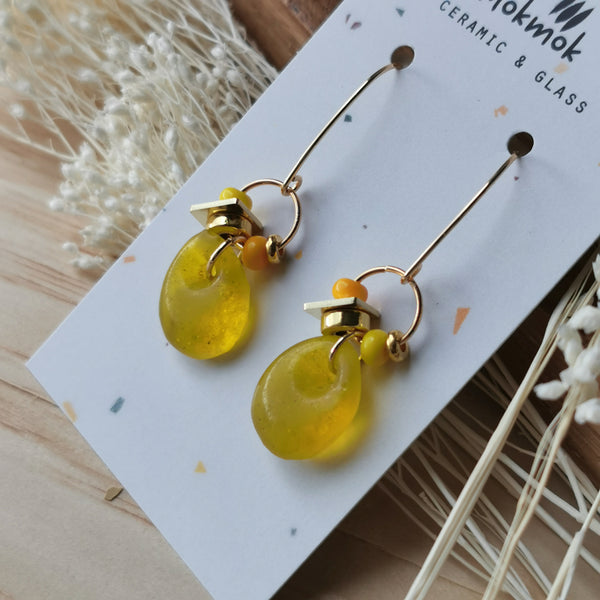 Boucles d'oreilles verre jaune