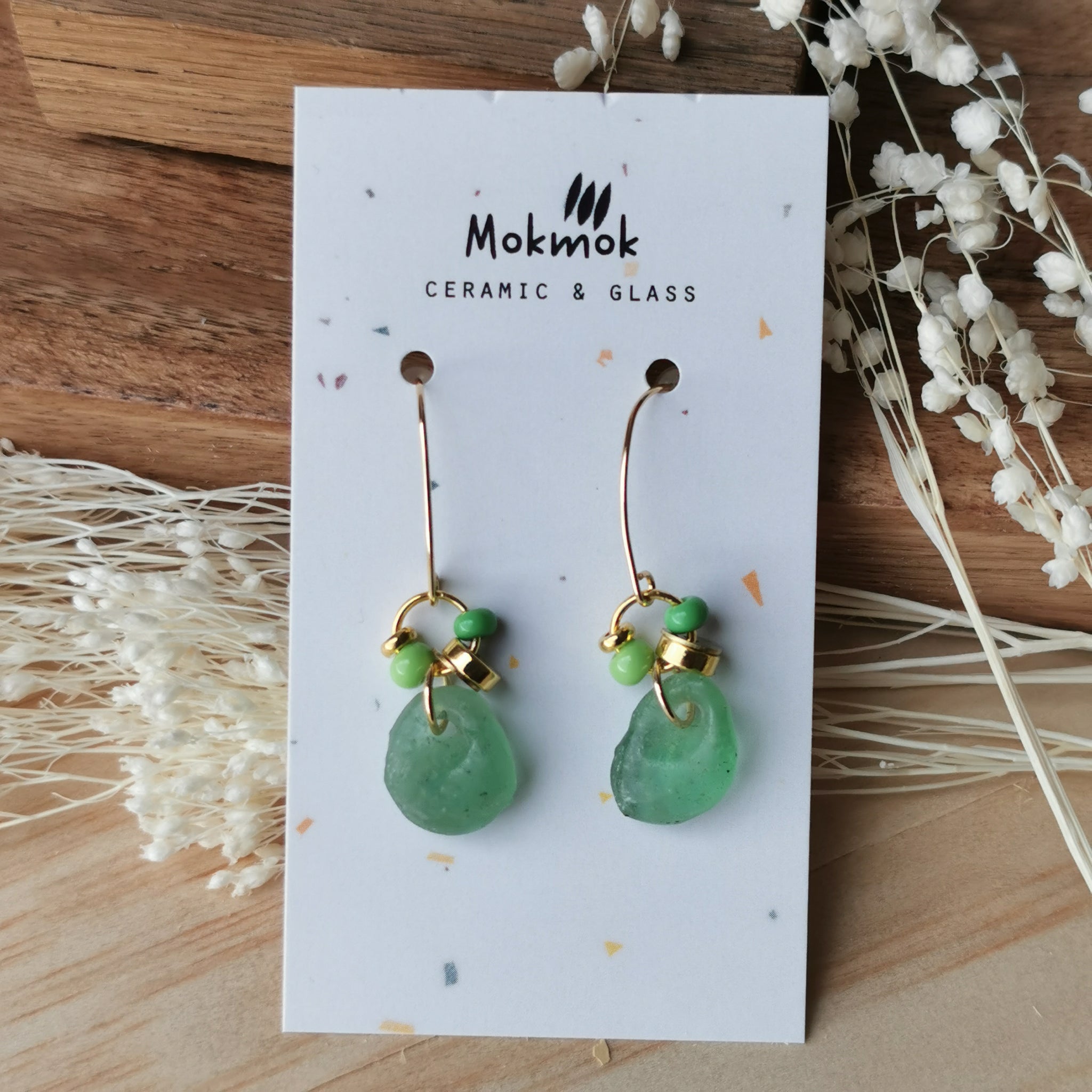 Boucles d'oreilles verre vert