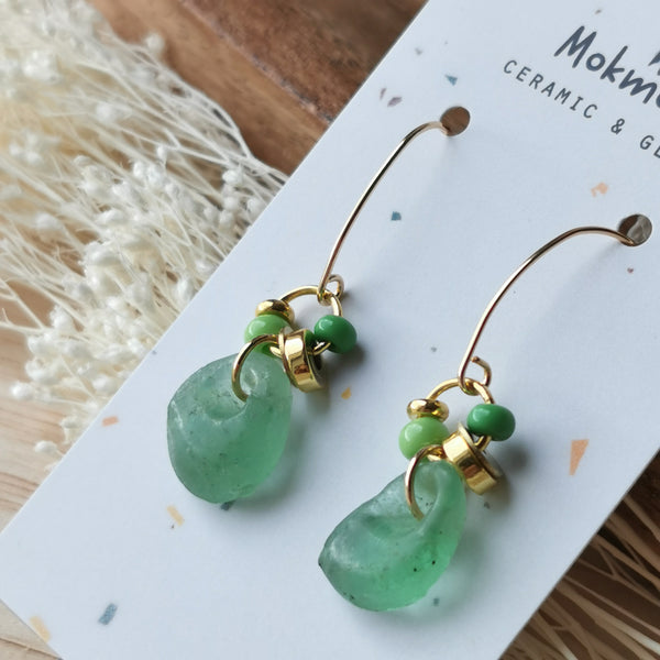 Boucles d'oreilles verre vert