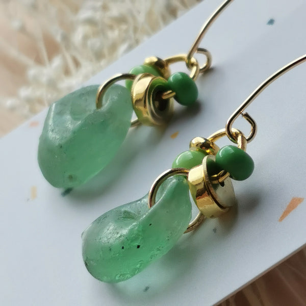 Boucles d'oreilles verre vert