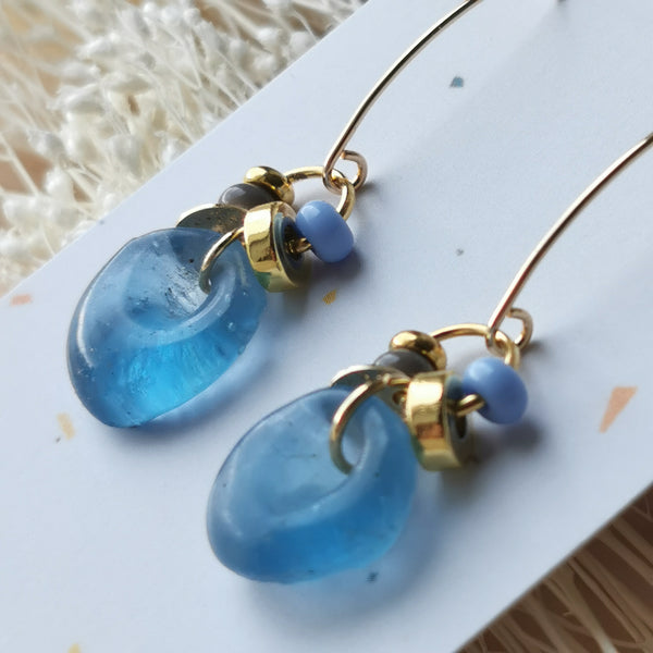 Boucles d'oreilles verre bleu ciel
