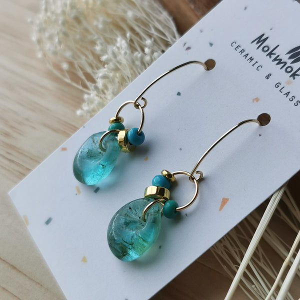 Boucles d'oreilles verre turquoise