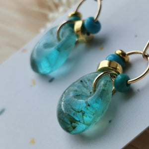 Boucles d'oreilles verre turquoise