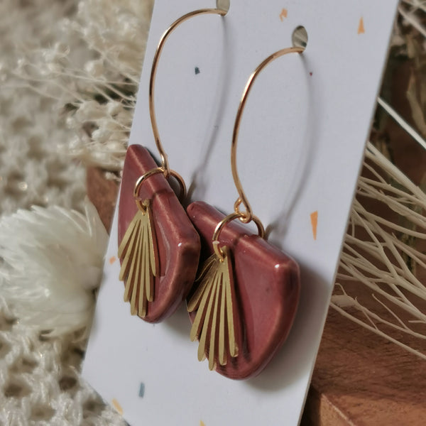 Boucles d'oreilles demi cercles carmin