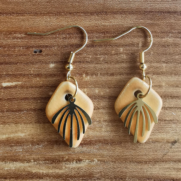 Boucles d'oreilles losanges oranges