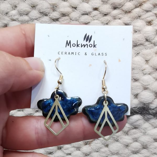 Boucles d'oreilles folliole bleus