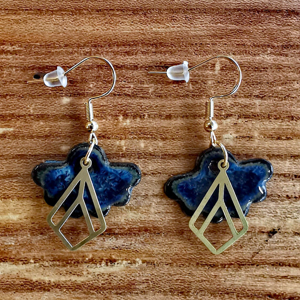 Boucles d'oreilles folliole bleus