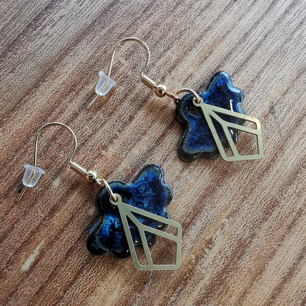 Boucles d'oreilles folliole bleus