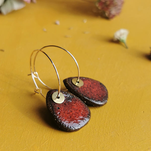 Boucles d'oreilles ovales rouges
