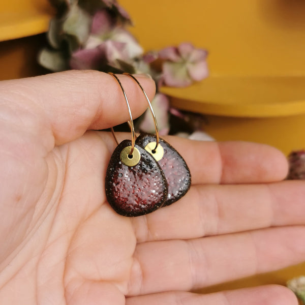Boucles d'oreilles ovales rouges