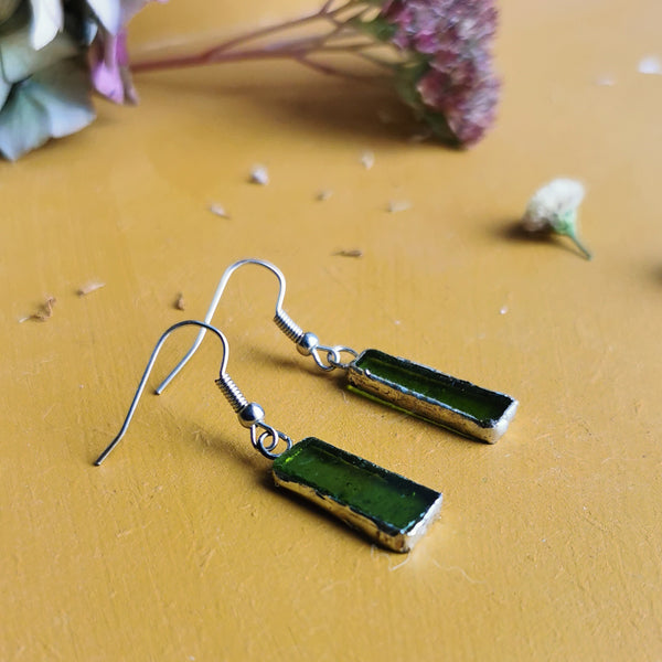 Boucles d'oreilles en verre pistache